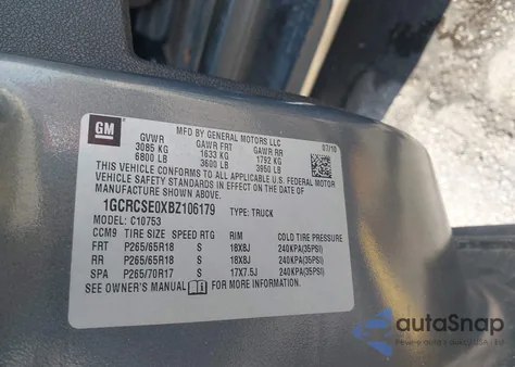 2011 Chevrolet Silverado 1500 Lt from USA, damaged, VIN 1GCRCSE0XBZ106179